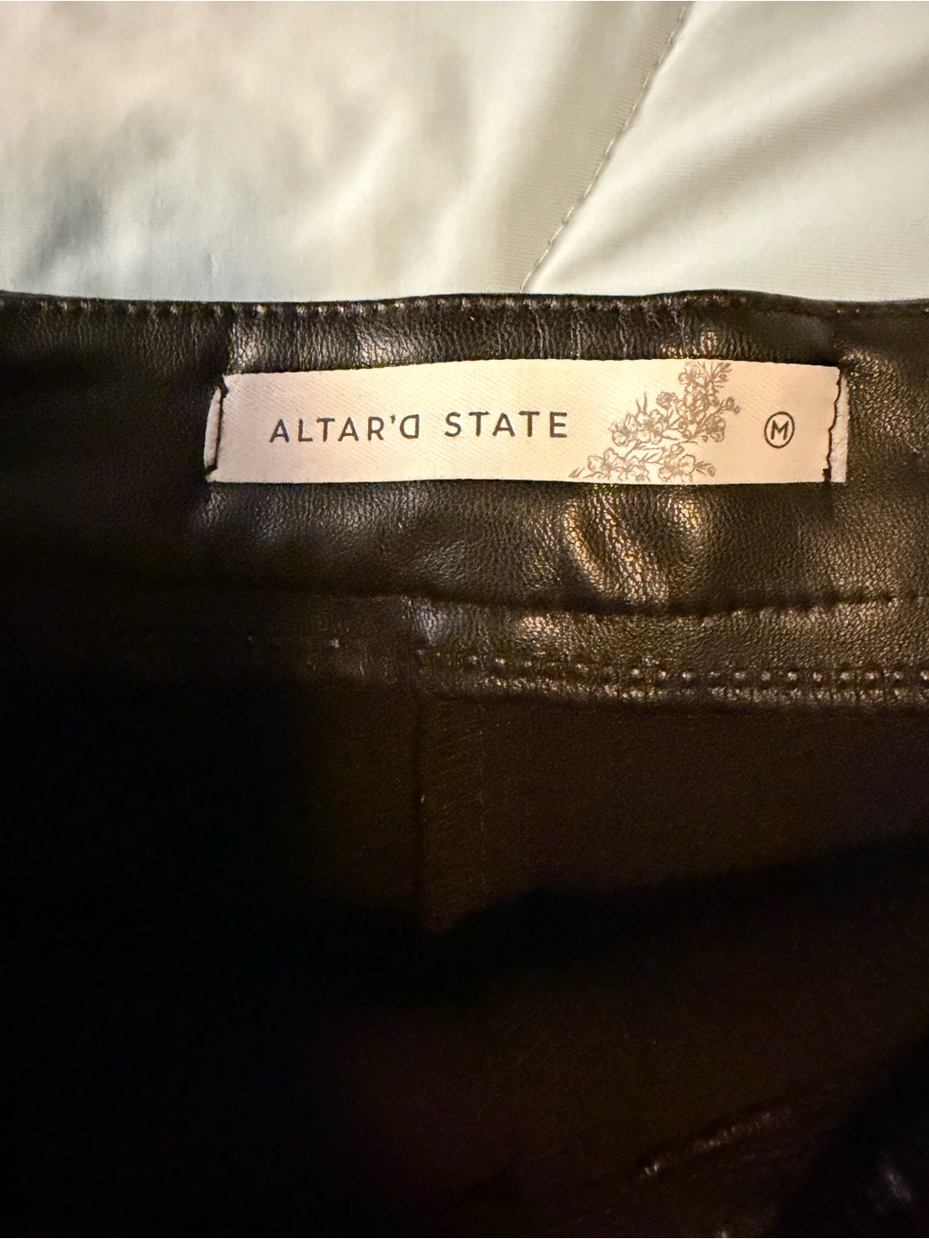 Altar'd State Black Faux Leather Skirt With Label